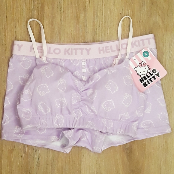 Hello Kitty Cotton Bra and Boxer Set - Size Small Lavendar Loungewear Bra/Boxers - Picture 12 of 12